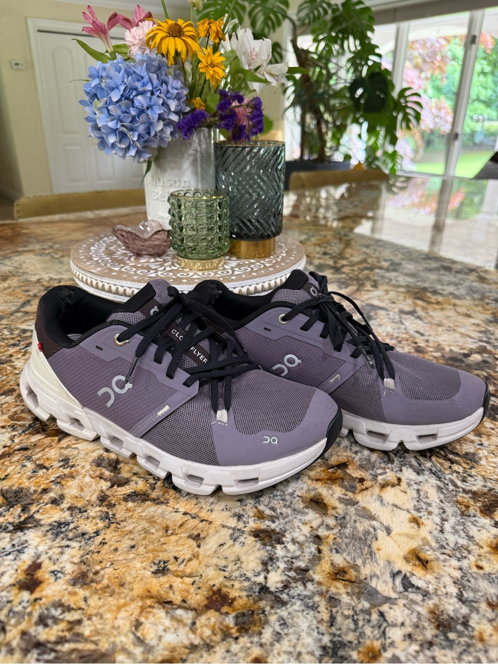 On Running Cloudflyer 4 Women's Athletic Shoes in Shark/Pearl - 9 - Picture 4 of 9
